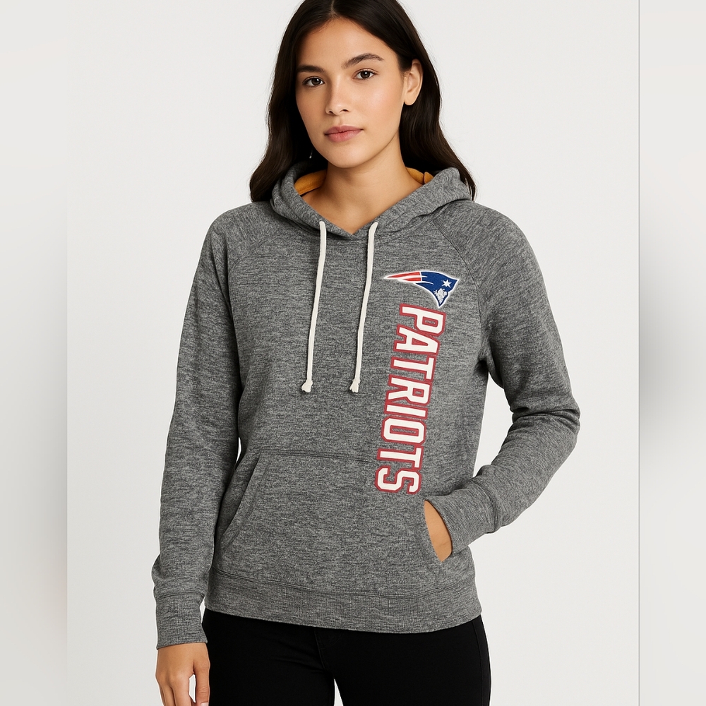 NFL Patriots Women’s Zip Hoodie XL Heather Grey – Cozy Fleece Zip-Up Sweatshirt